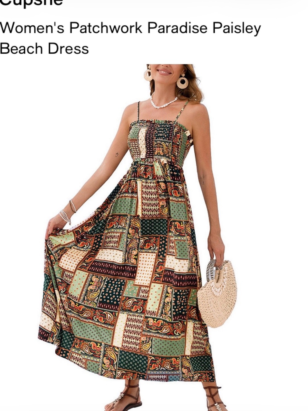 Cupshe Green Multi Patchwork Paisley Maxi Dress